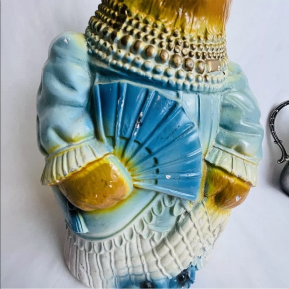 Vintage JUMBO Chalkware Elegant Bear & Penguin Piggy Bank Large 12.5” Tall - Picture 4 of 11